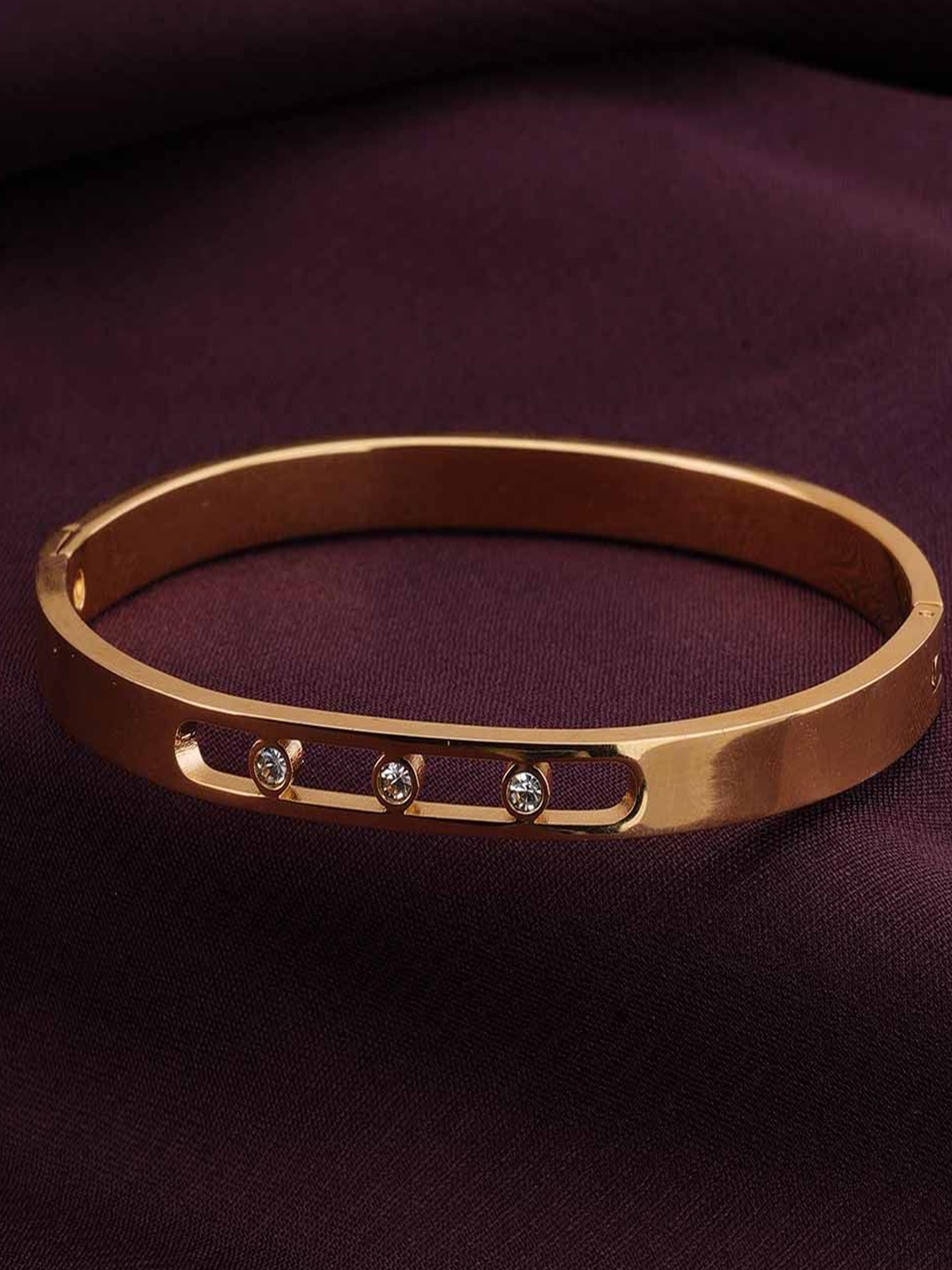 

PALMONAS Women Cubic Zirconia Gold-Plated Bangle-Style Bracelet