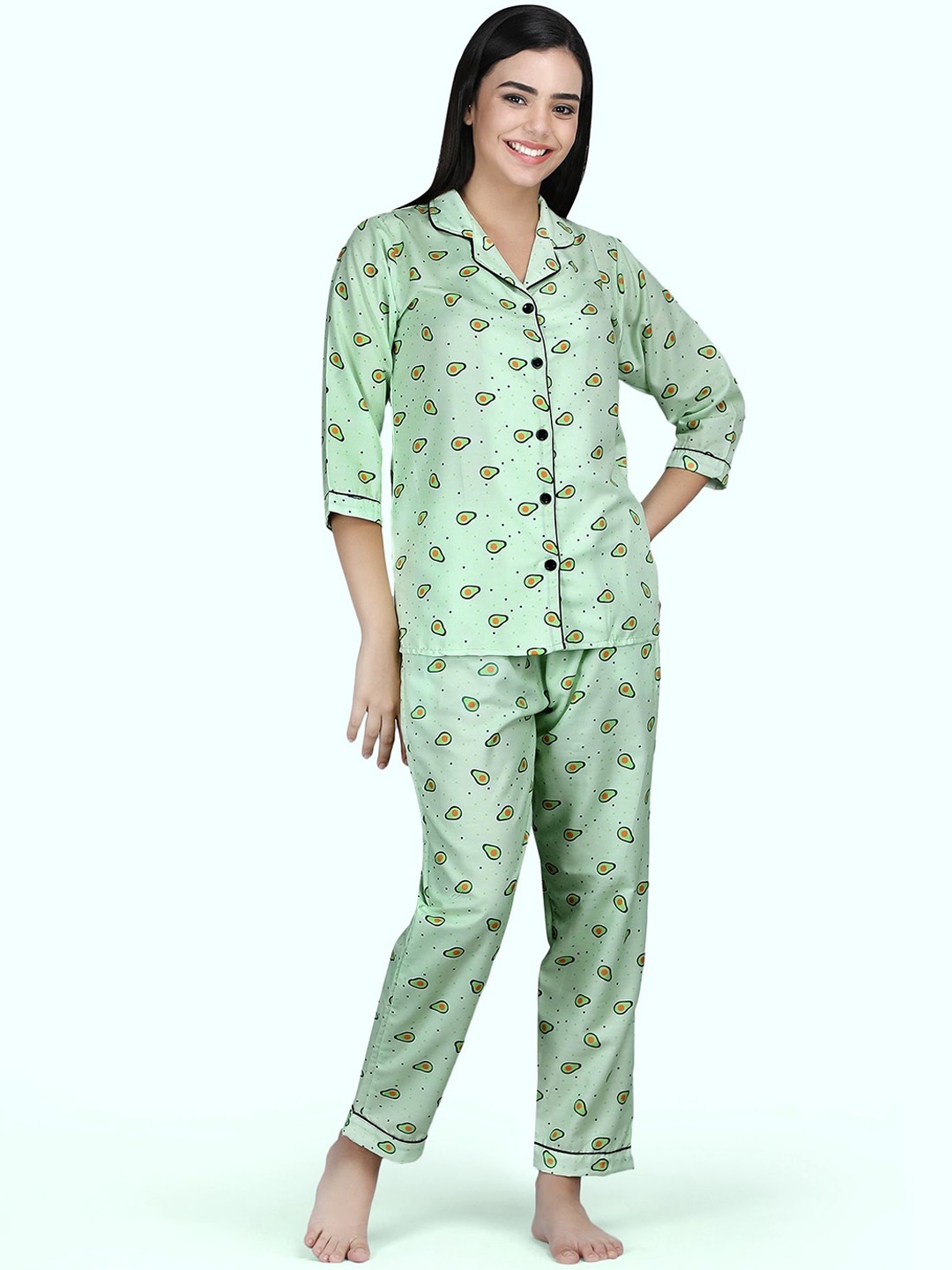 

ALL ABOUT HER Women Printed Night suit, Green