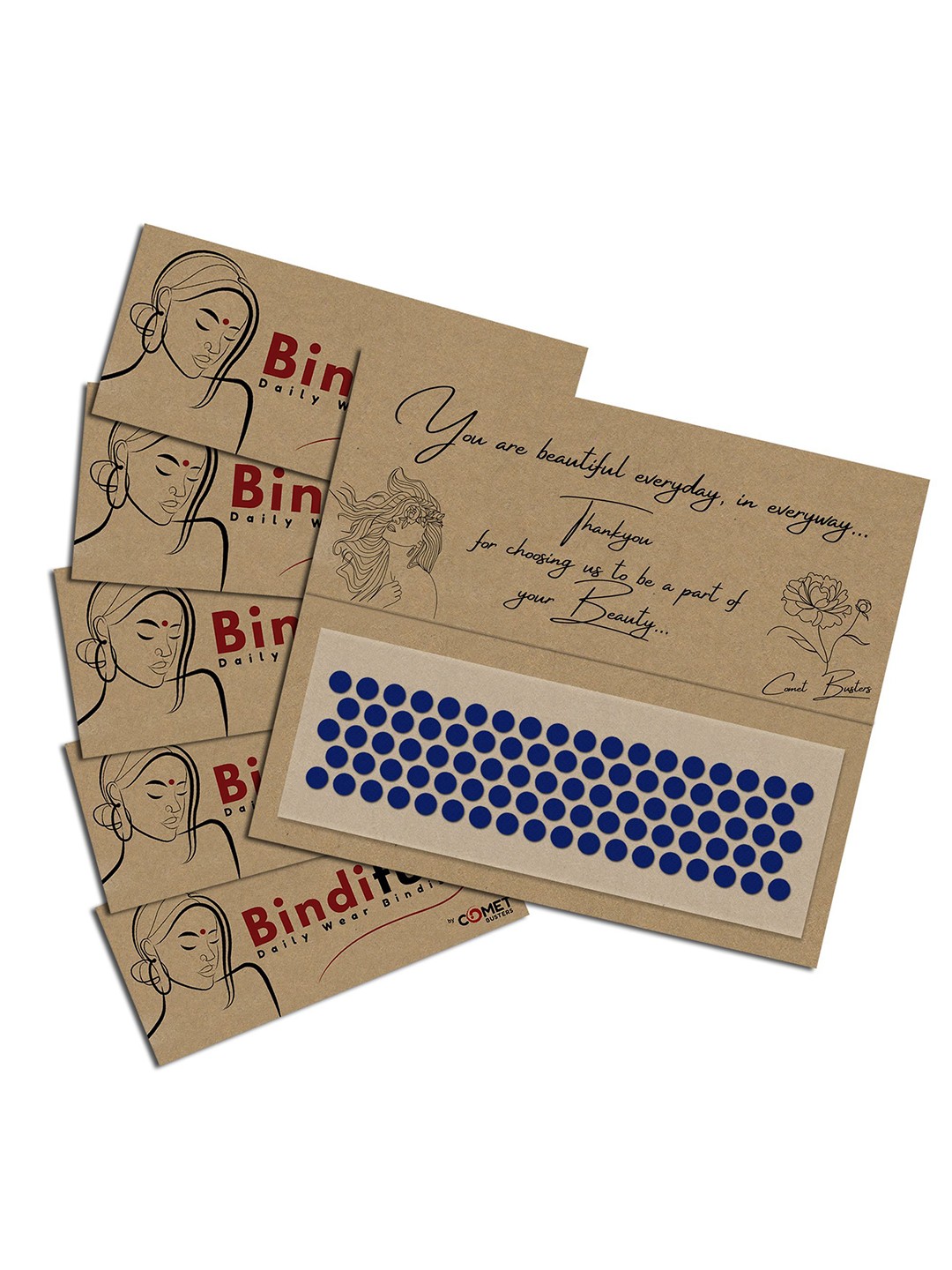 

Comet Busters Set Of 10 Bindiful Traditional Designer Bindis - Navy Blue