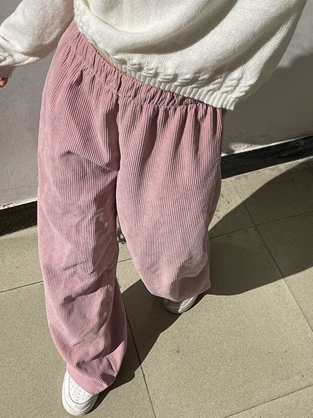 

LULU & SKY Women Straight Fit Mid-Rise Parallel Trousers, Pink