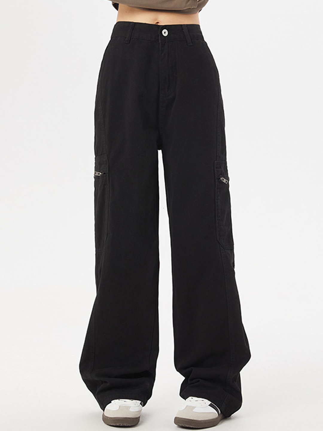 

LULU & SKY Women High-Rise Loose Fit Trousers, Black