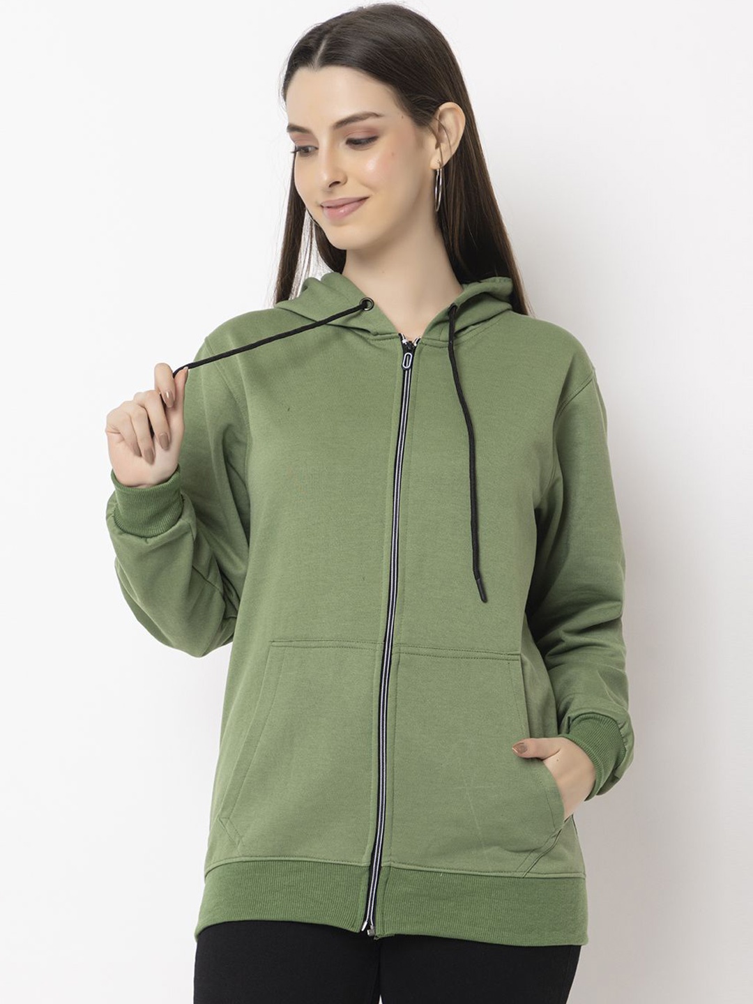 

Deefab Women Hooded Sweatshirt, Green