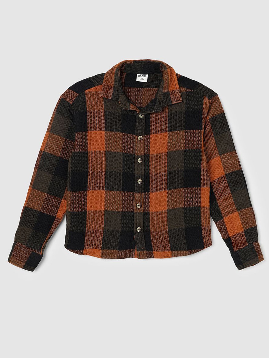 

max Boys Buffalo Checks Opaque Checked Casual Shirt, Orange