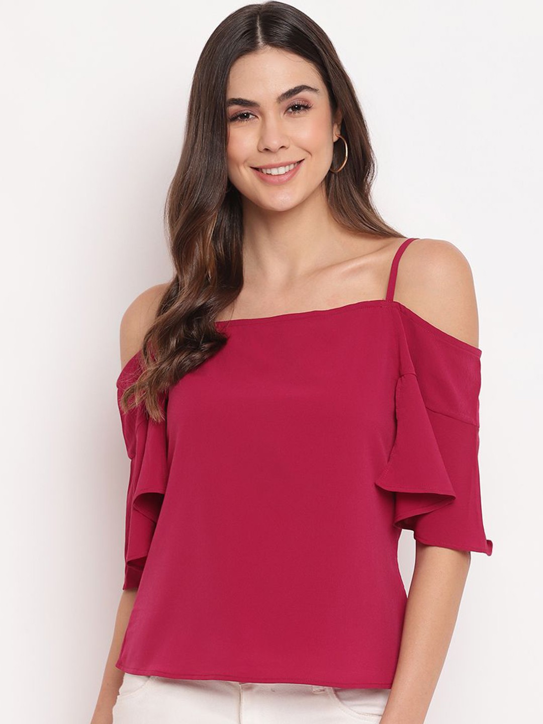 

DressBerry Women Cold-Shoulder Bardot Top, Magenta