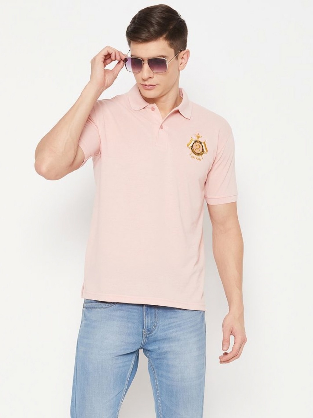 

UBX Men Polo Collar T-shirt, Pink