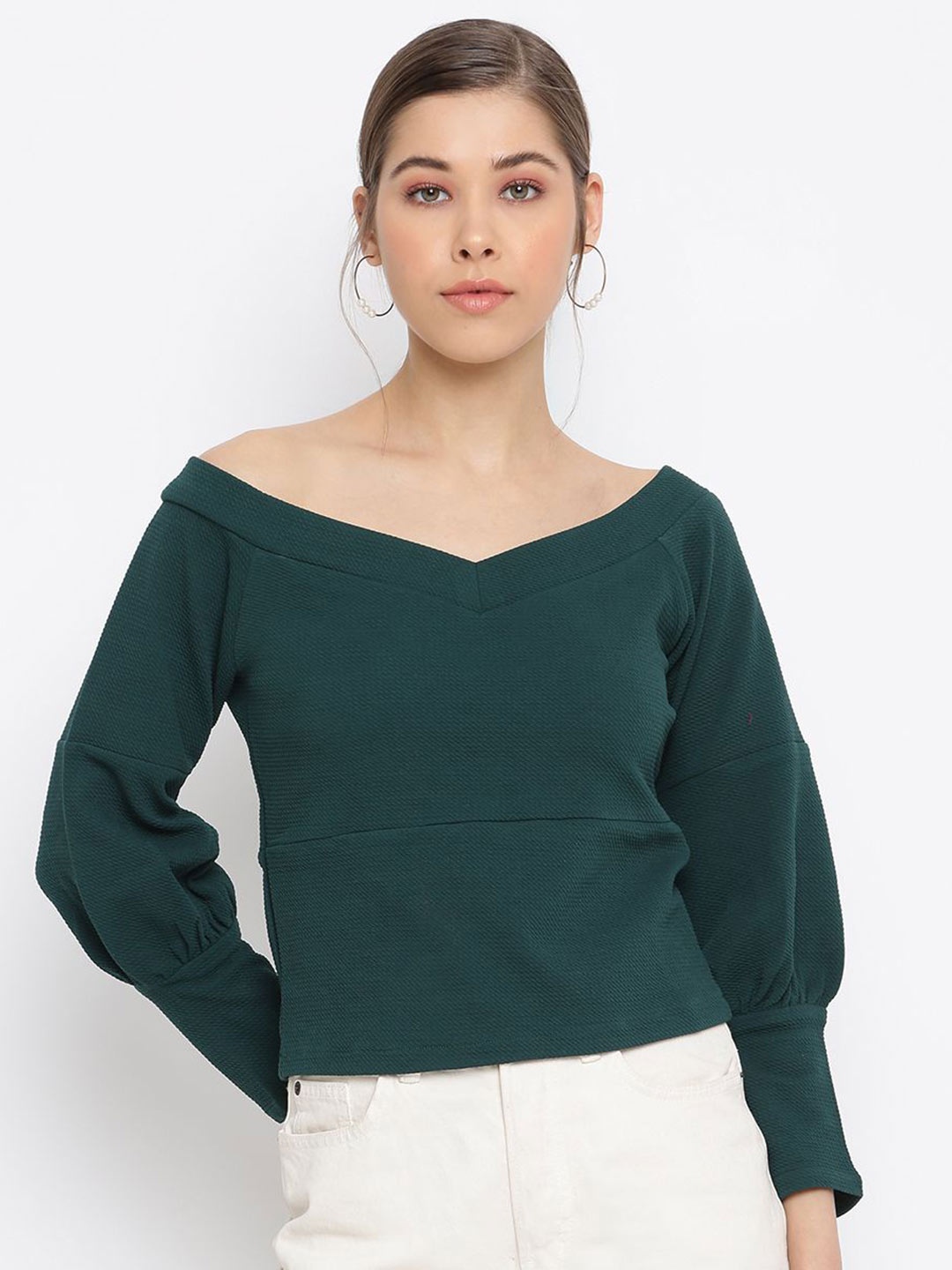 

DressBerry Women V-Neck Regular Top, Green