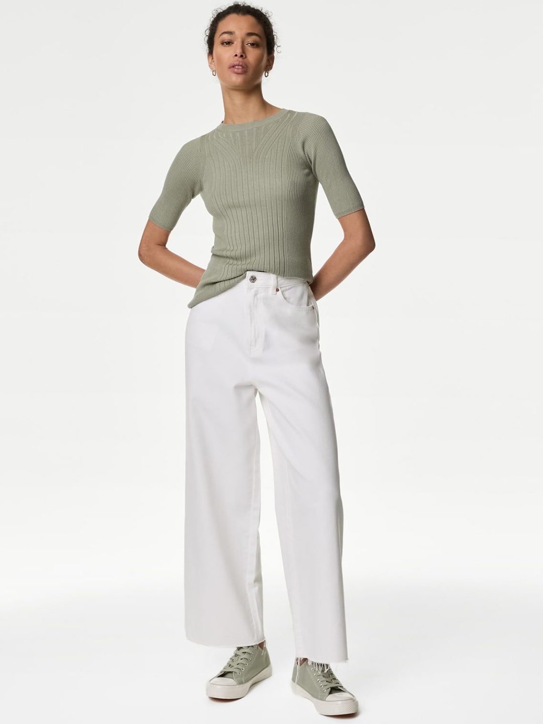 

Marks & Spencer Striped Top, Green