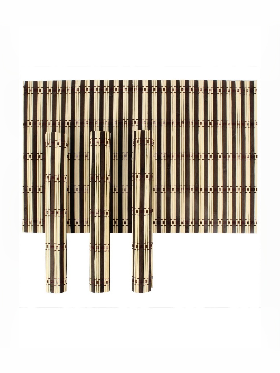 

HOKIPO Beige Brown 4 Pieces Striped Bamboo Rectangular Table Placemats