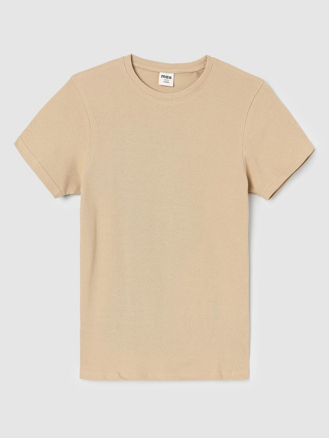 

max Boys V-Neck Raw Edge T-shirt, Beige