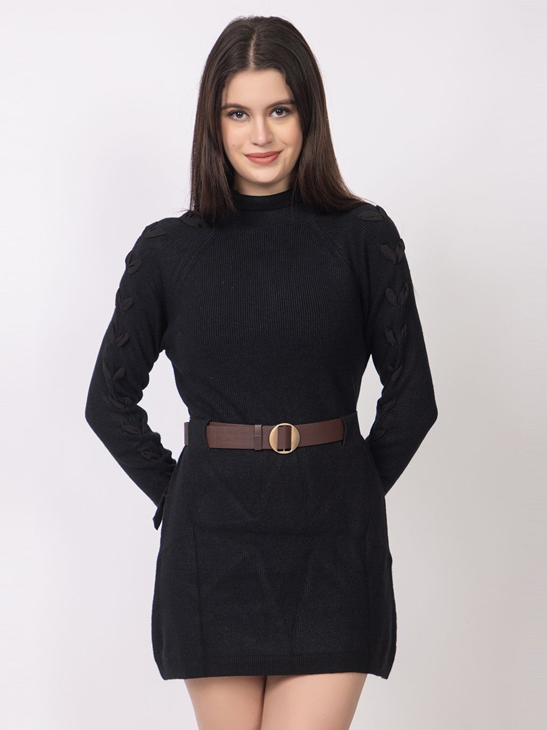 

Lory Woollen Bodycon Dress, Black