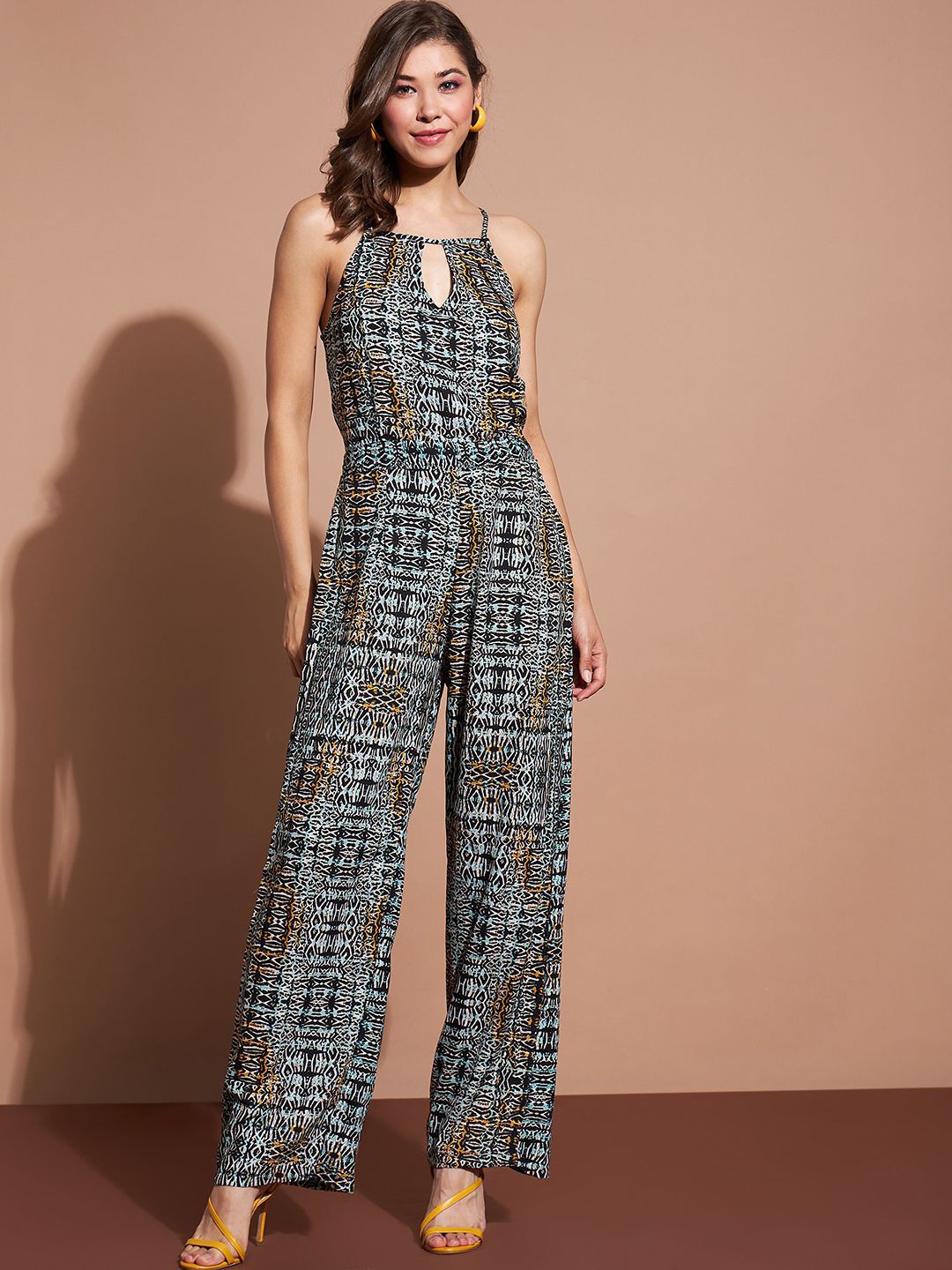 

DressBerry Women Printed Basic Jumpsuit, Black