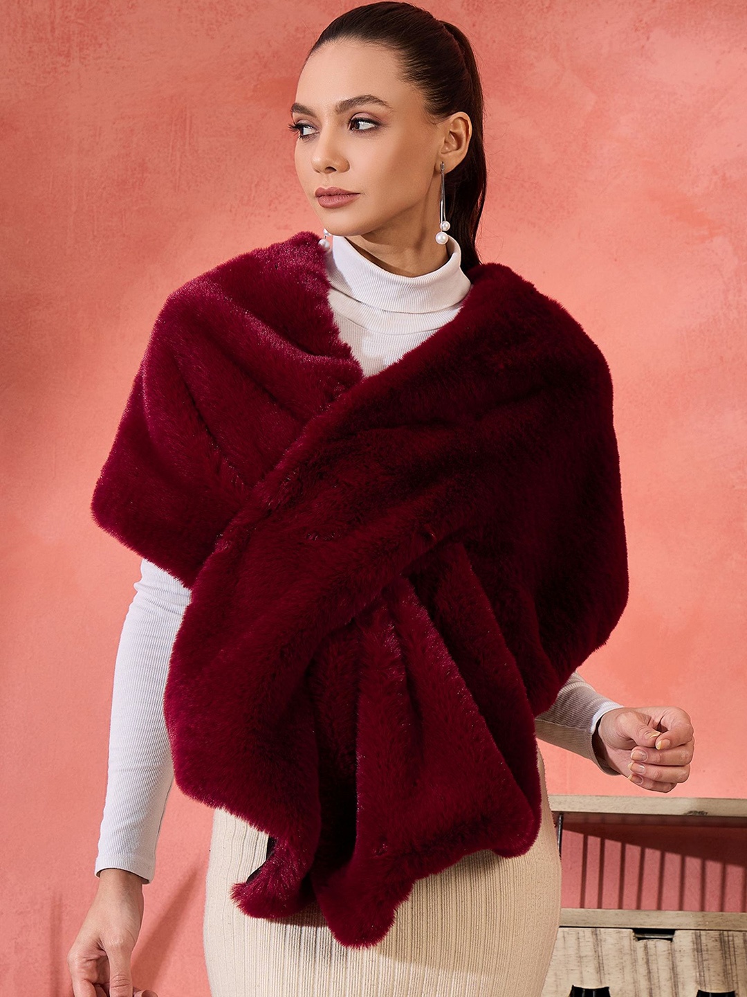 

InWeave Women Acrylic Shawl, Burgundy