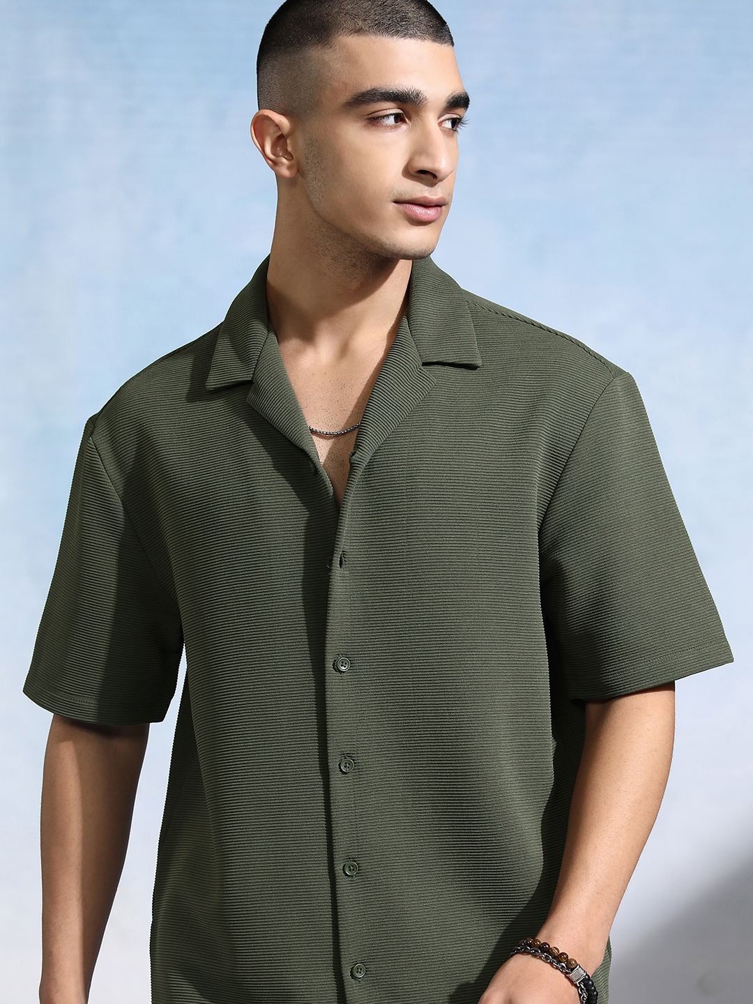 

HIGHLANDER Men Opaque Casual Shirt, Olive