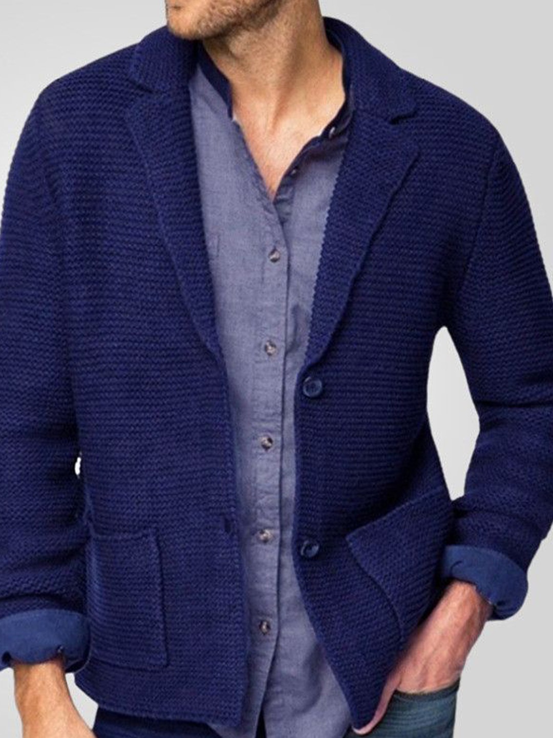 

Mast & Harbour Men Longline Cardigan, Navy blue