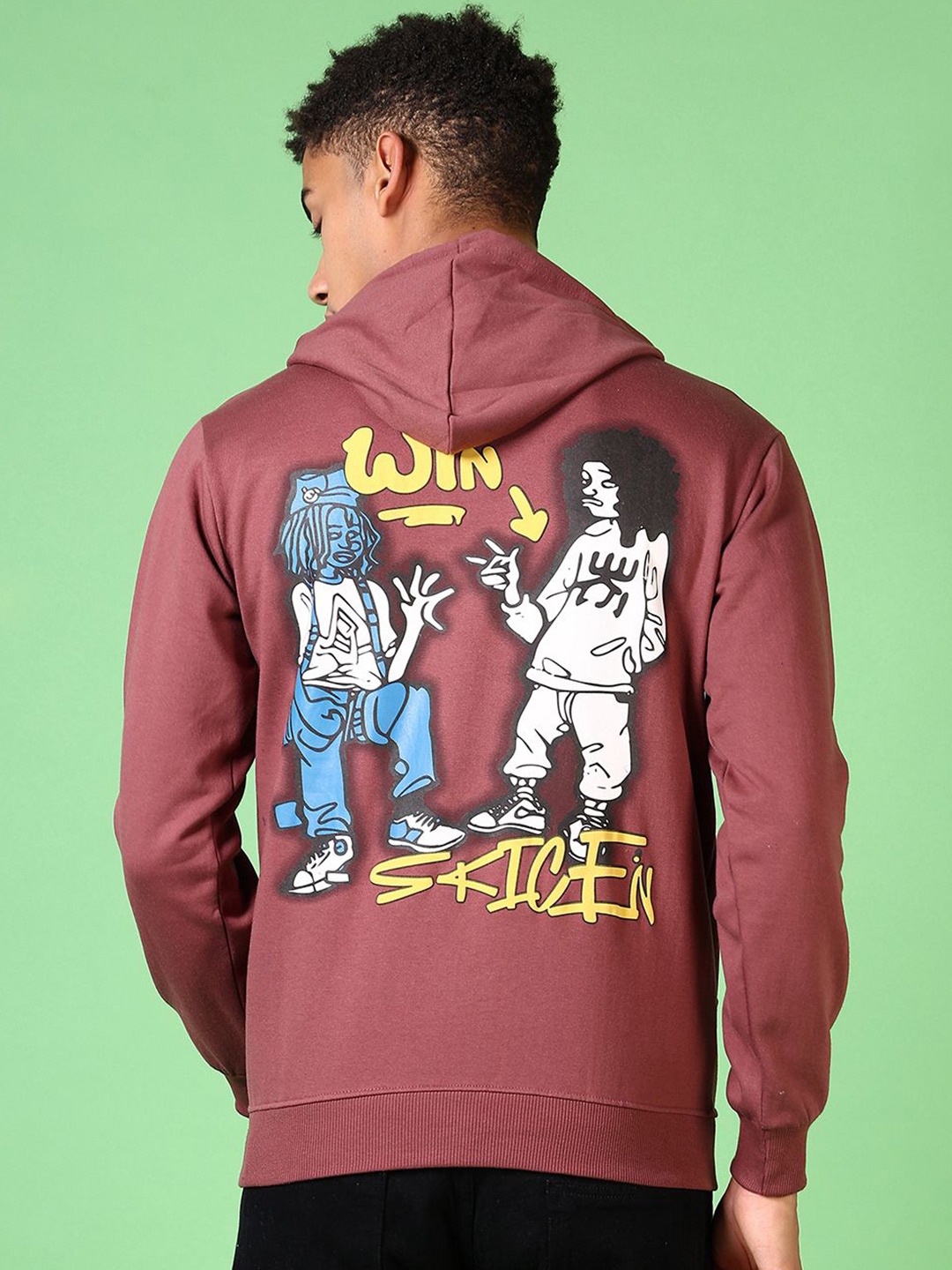 

V-Mart Men Printed Hooded Sweatshirt, Maroon