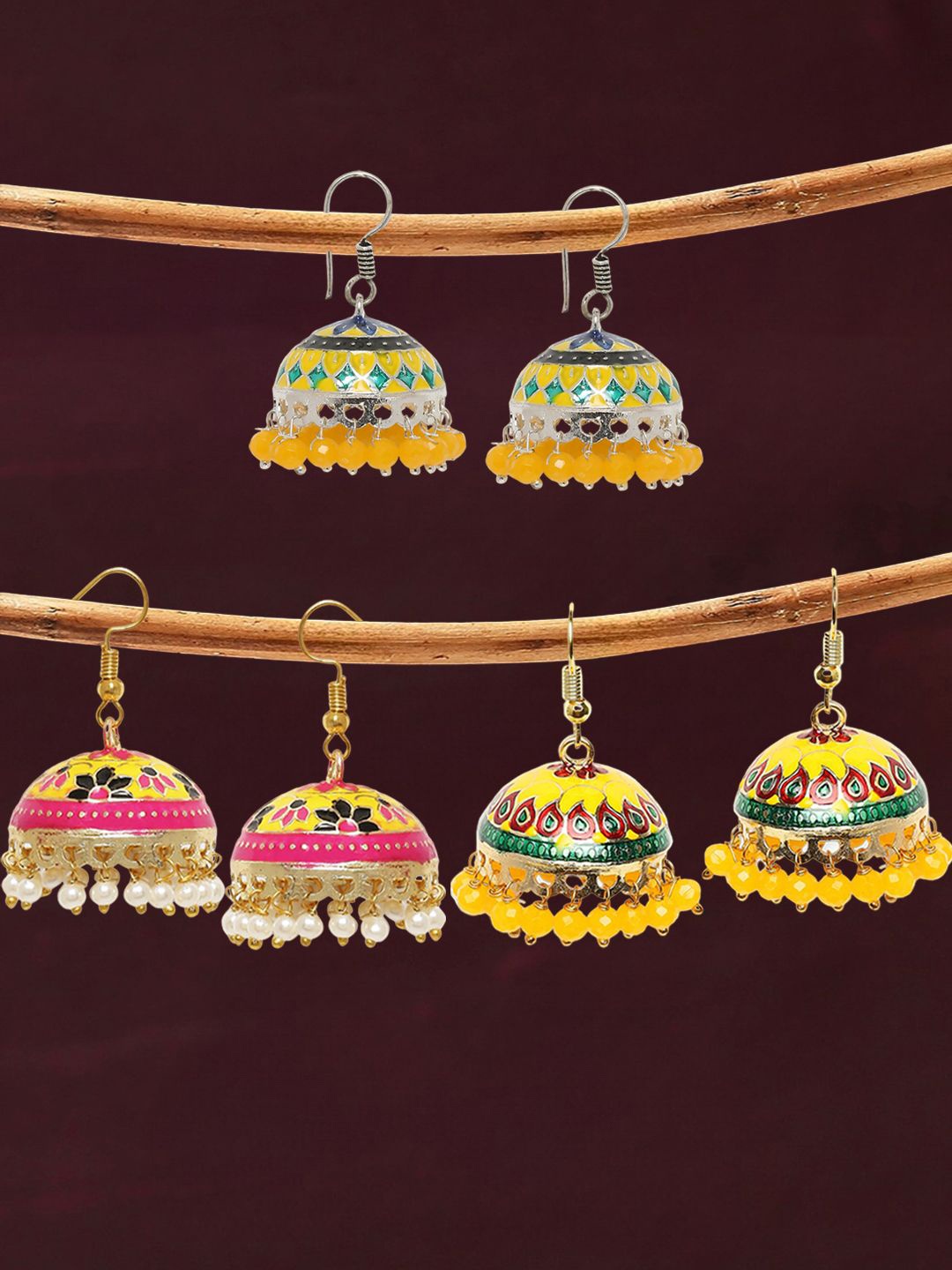 

Anouk Dome Shaped Jhumkas Earrings, Yellow