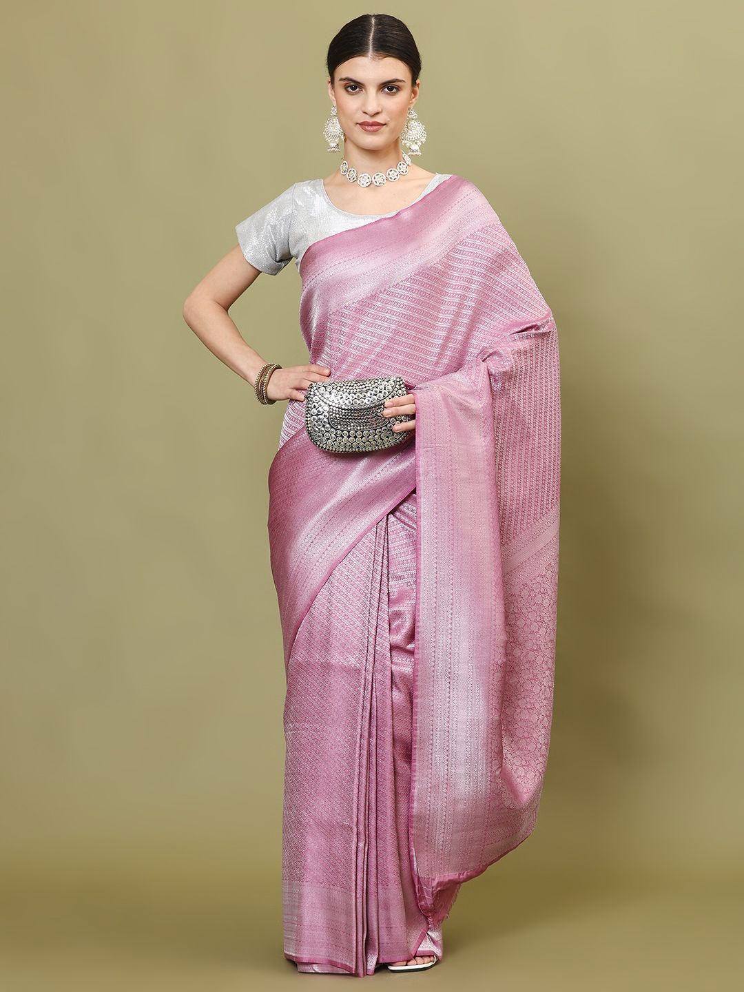 

Meena Bazaar Woven Design Zari Art Silk Saree, Purple