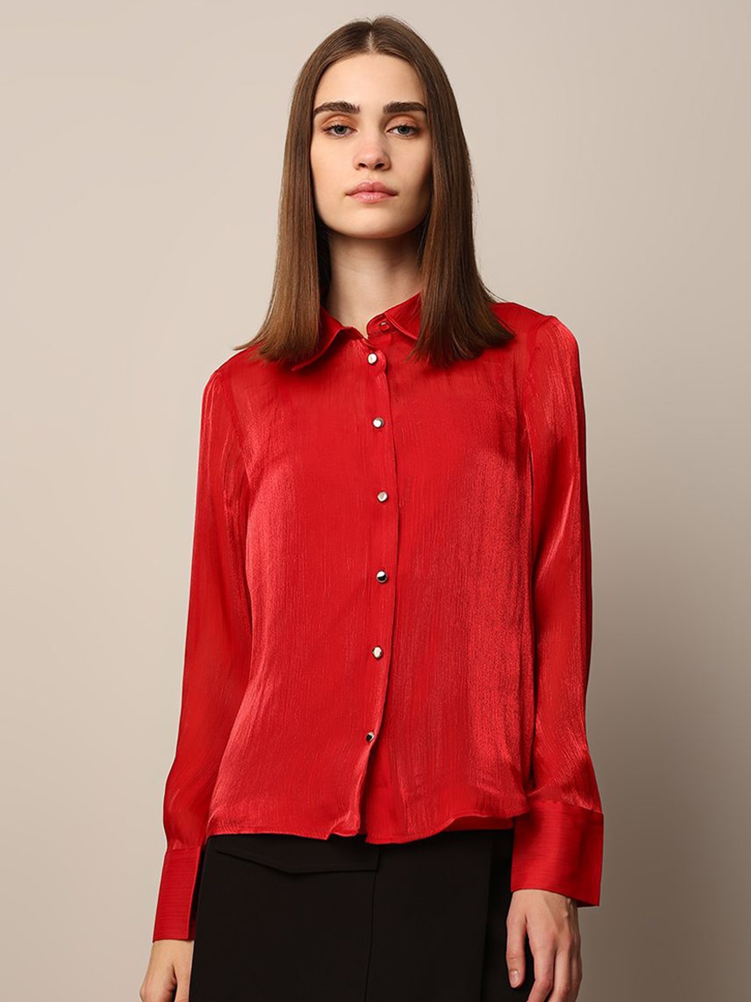 

ONLY Women Opaque Casual Shirt, Red