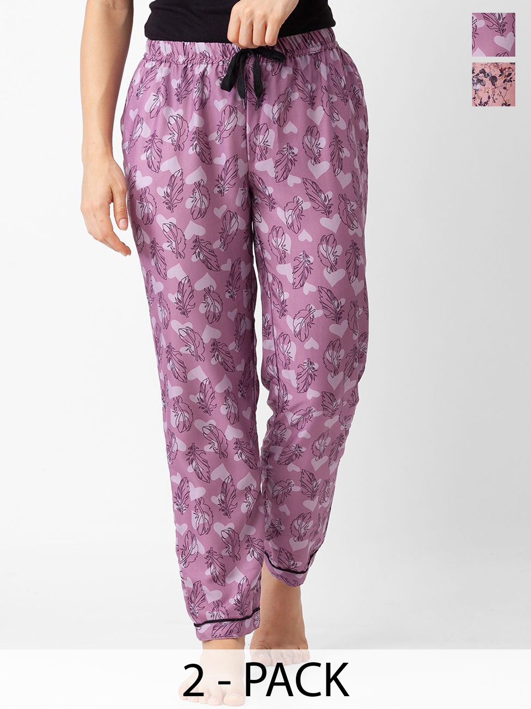 

FashionRack Women Pack Of 2 Printed Lounge Pants, Pink