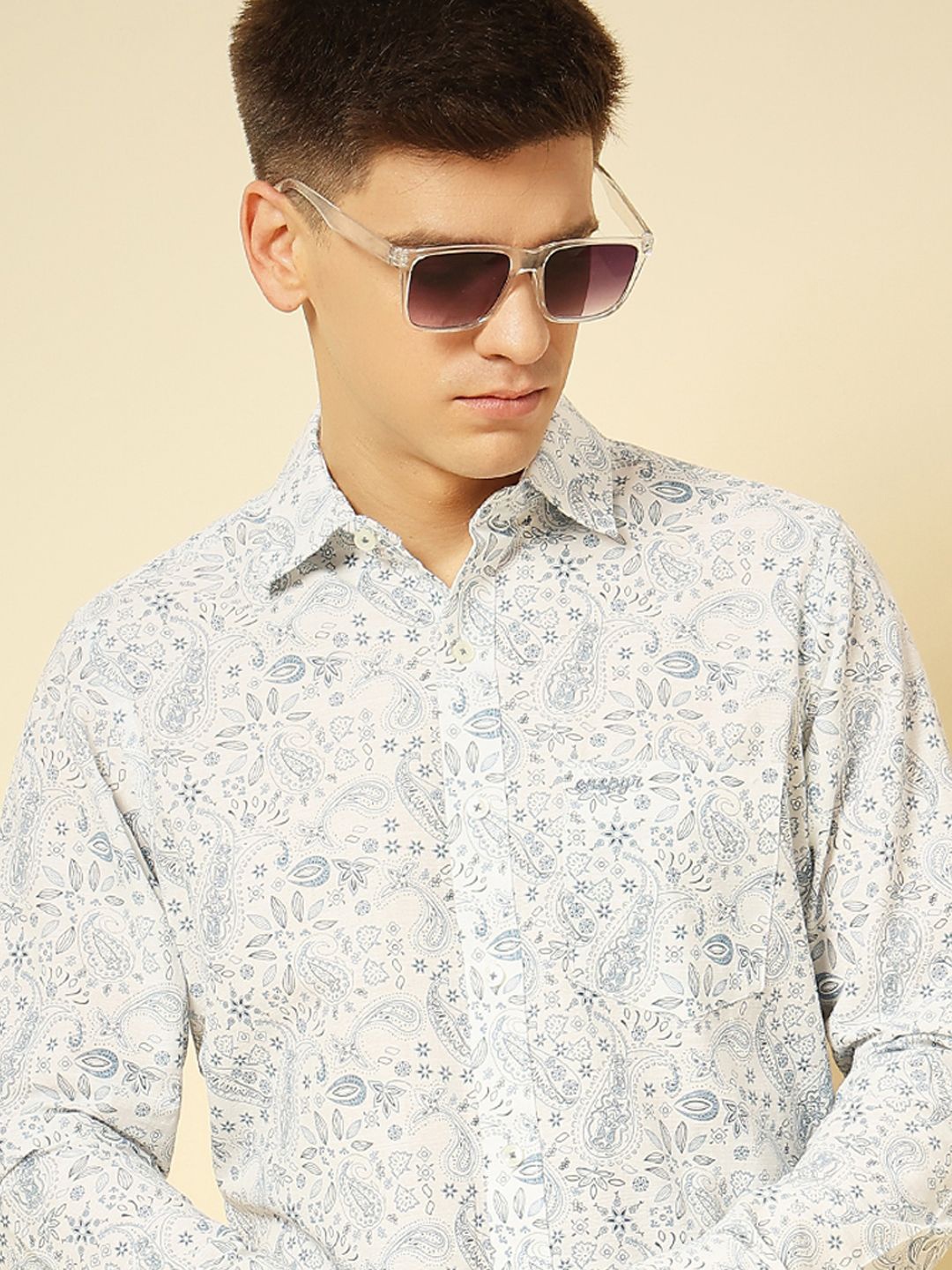 

ENSPYR Men Opaque Printed Casual Shirt, Blue