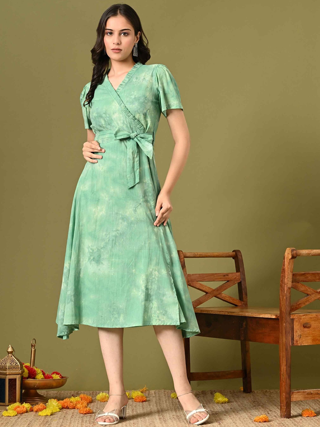 

KALINI Floral Print Midi Dress, Green