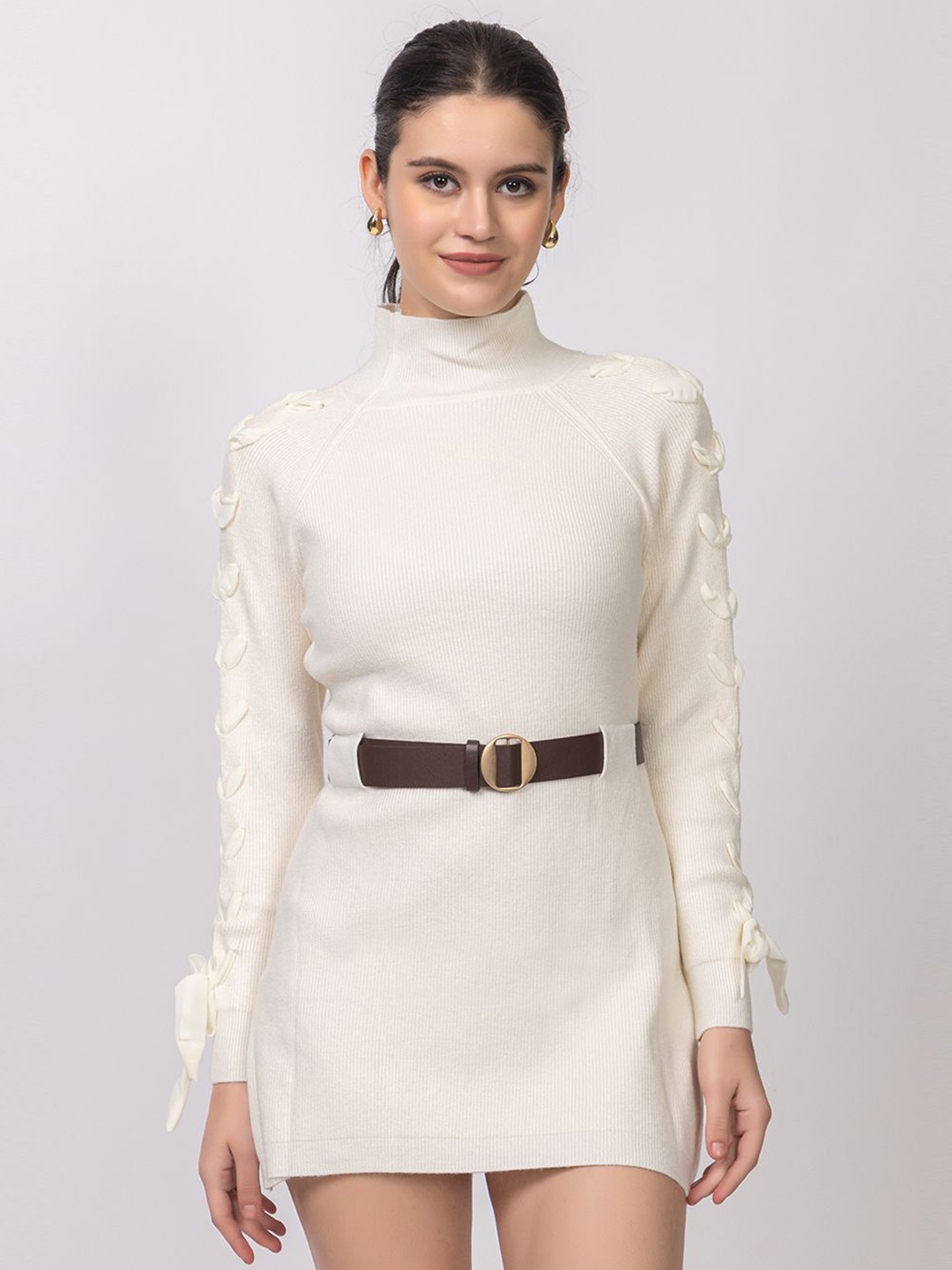 

Lory Women Woollen Jumper Dress, Cream