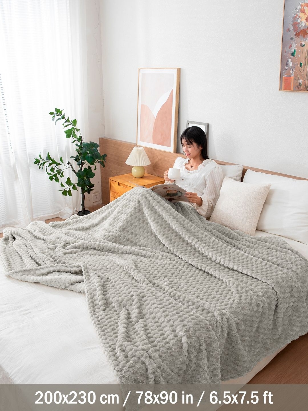 

HOKIPO Grey Fleece 210 GSM Double Bed Blanket