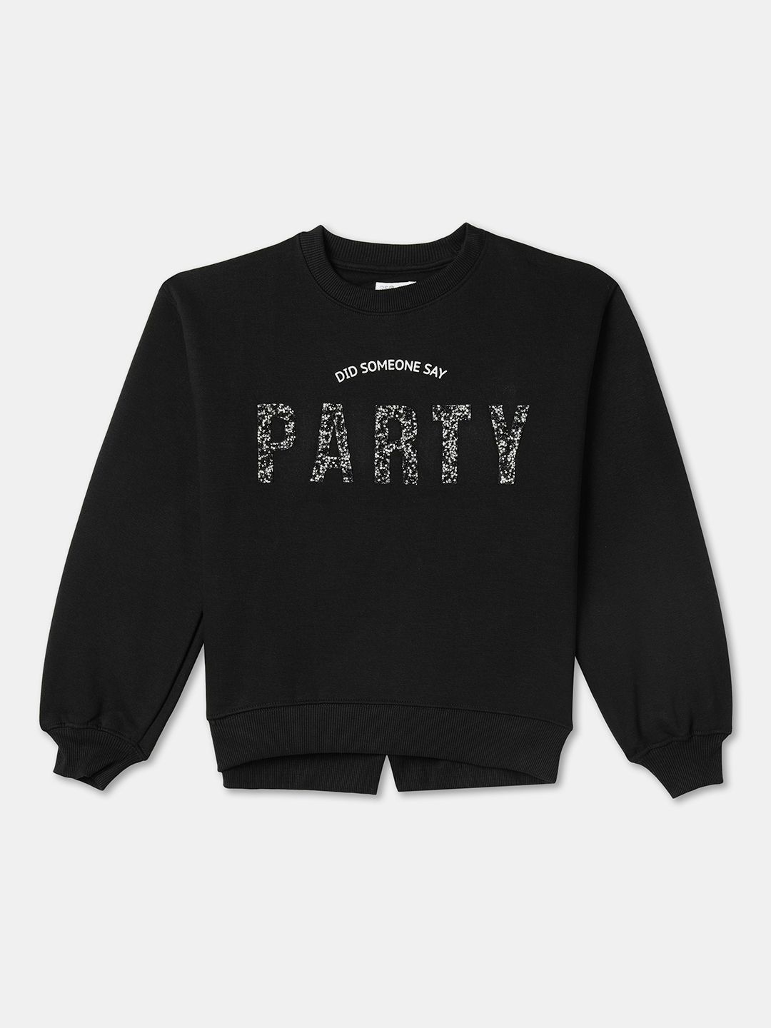 

R&B Girls Cotton Typography Printed Sweatshirt, Black