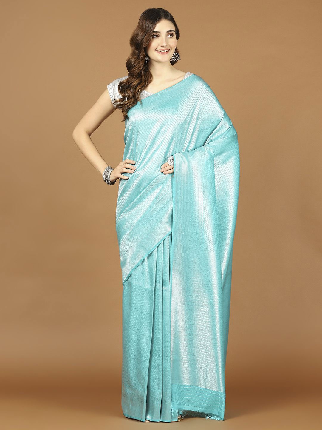 

Meena Bazaar Woven Design Zari Art Silk Saree, Blue