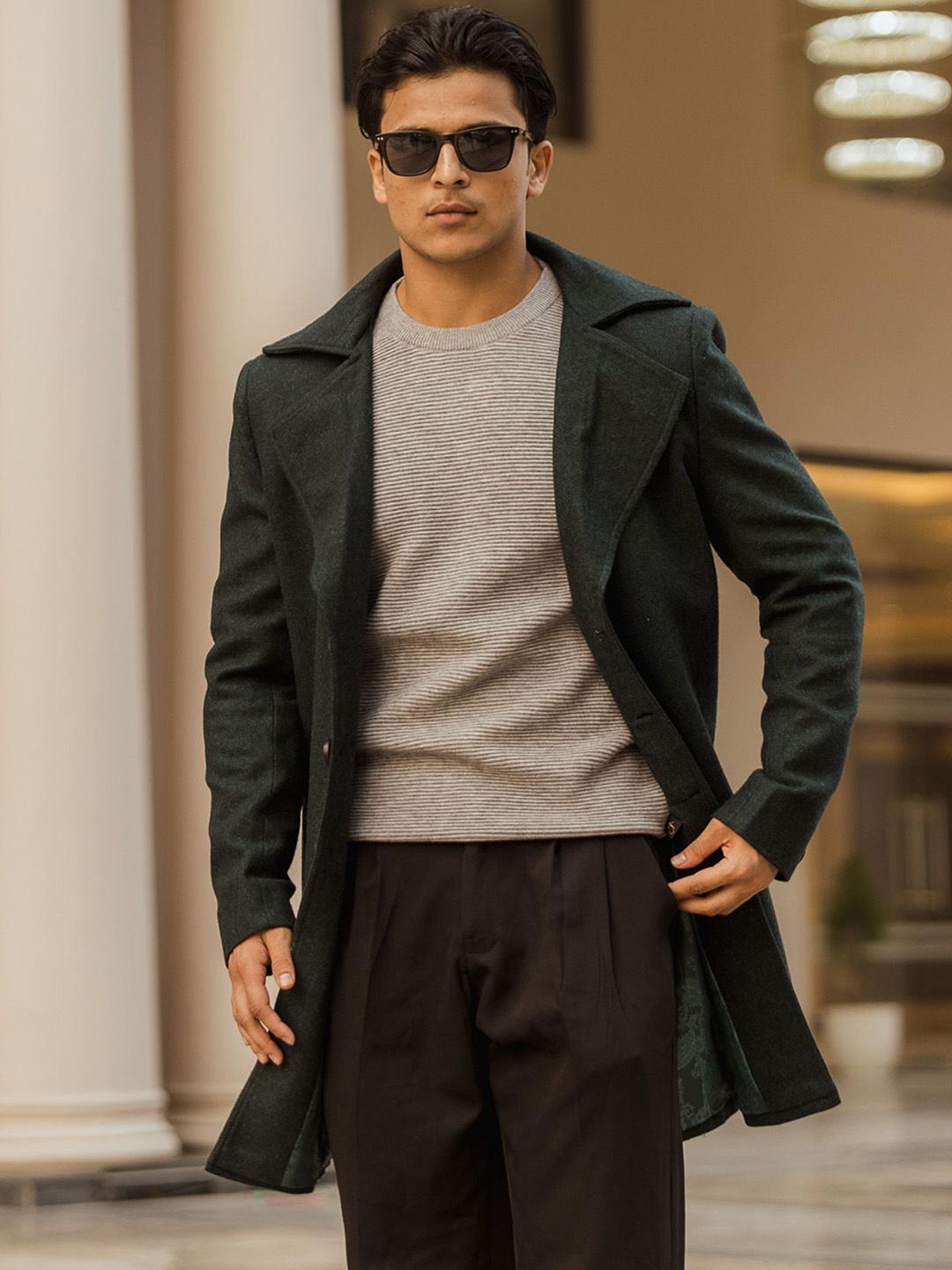 

JAVINISHKA Single-Breasted Overcoat, Teal