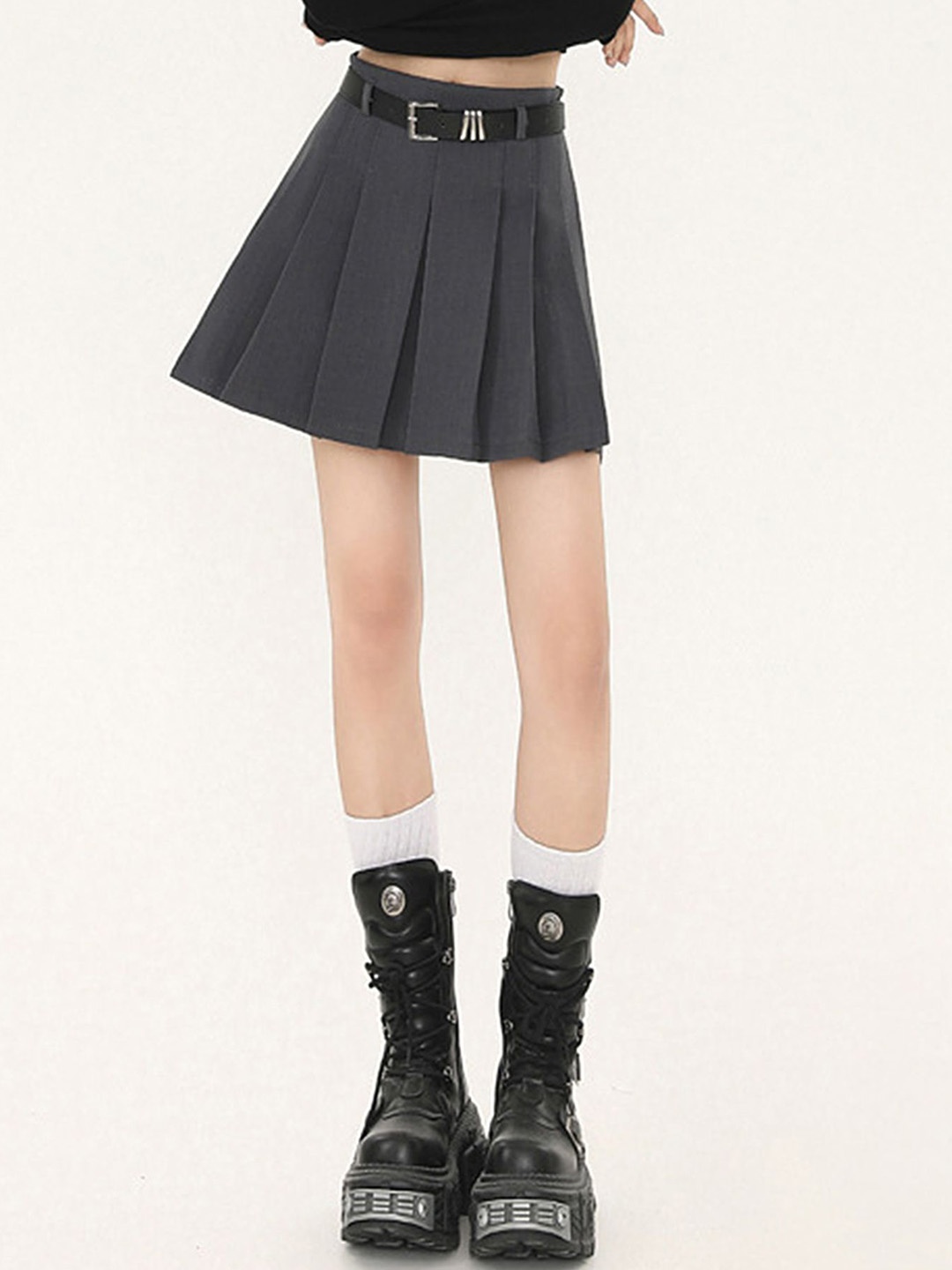 

LULU & SKY Women A-Line Mini Skirt Comes With Belt, Grey