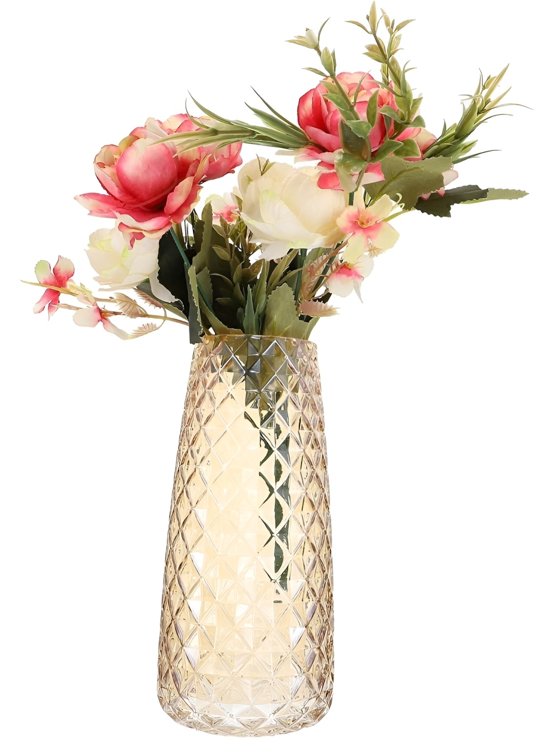 

Clovefry Beige Textured & Transparent Glass FlowerVase