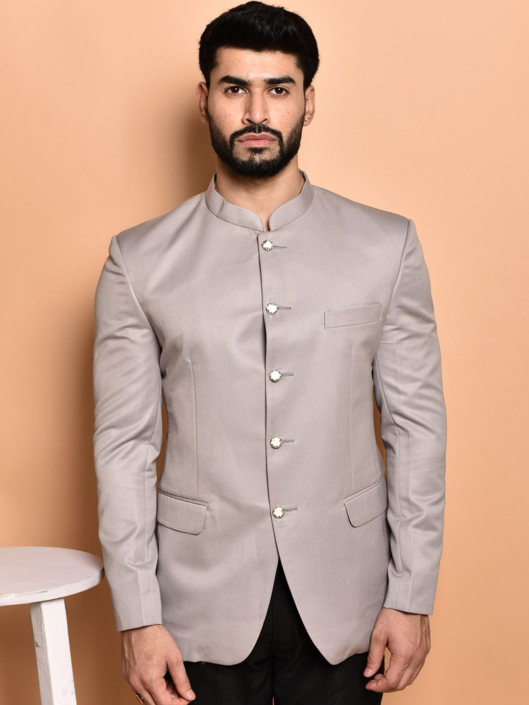 

PRINTINDIA Bandhgala Blazer, Grey