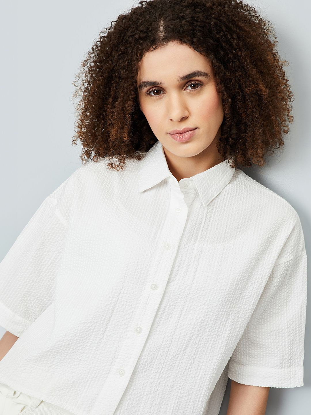 

max Women Opaque Striped Casual Shirt, Beige