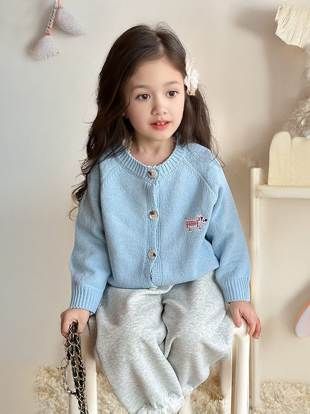 

FOREVER FRIDAY Girls Printed Cardigan, Blue