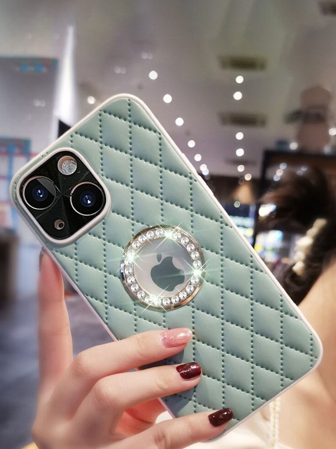 

Luxury Kase Abstract Printed iPhone 14 Plus Back Case Mobile Accessories, Green