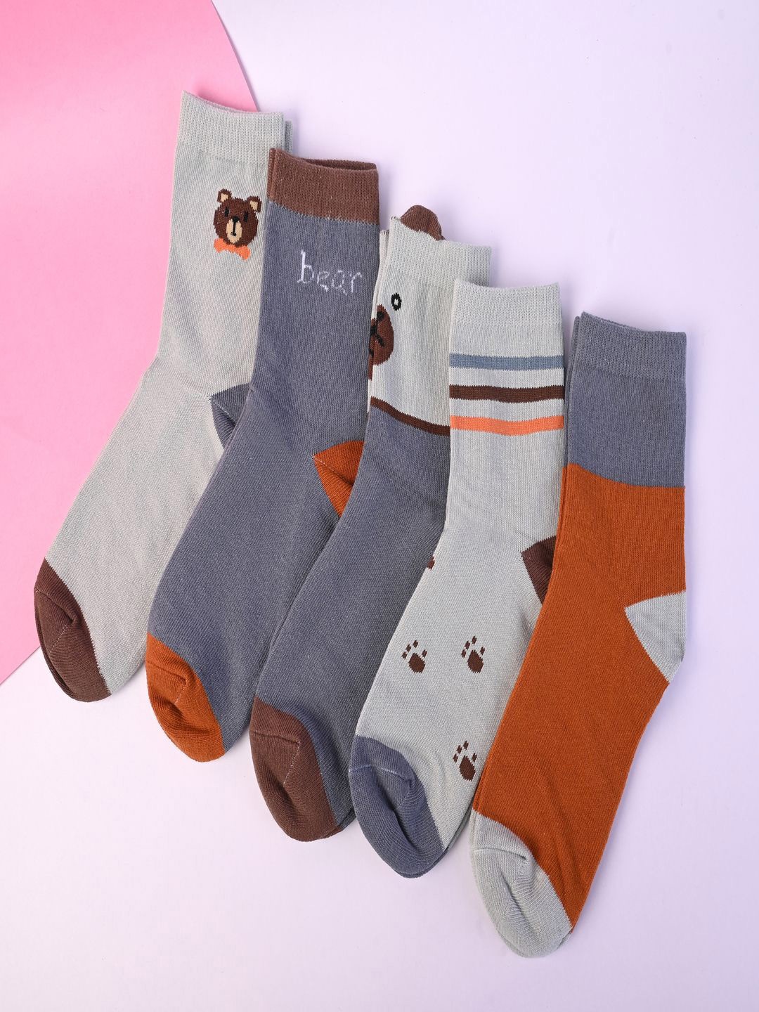 

BAESD Kids 5-Pcs Calf-Length Socks, Grey
