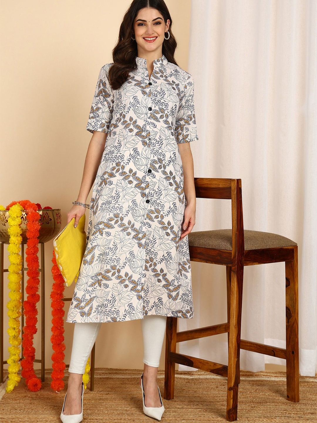 

DSK STUDIO Floral Printed Kurta, Blue