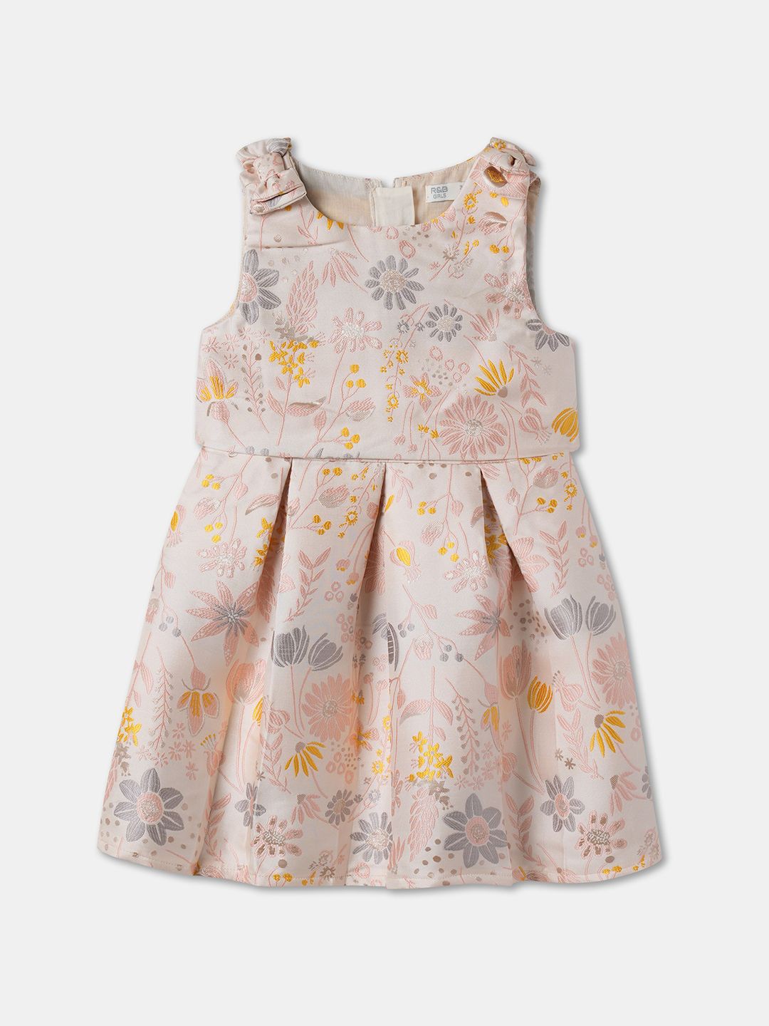 

R&B Girls Floral Prined Fit and Flare Dress, Pink