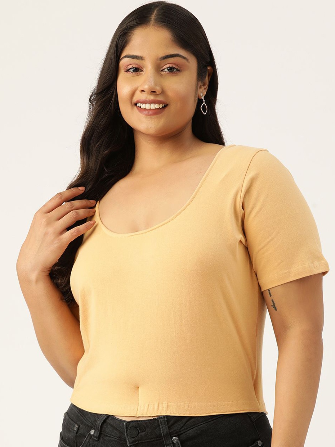 

theRebelinme Cotton Crop Top, Beige