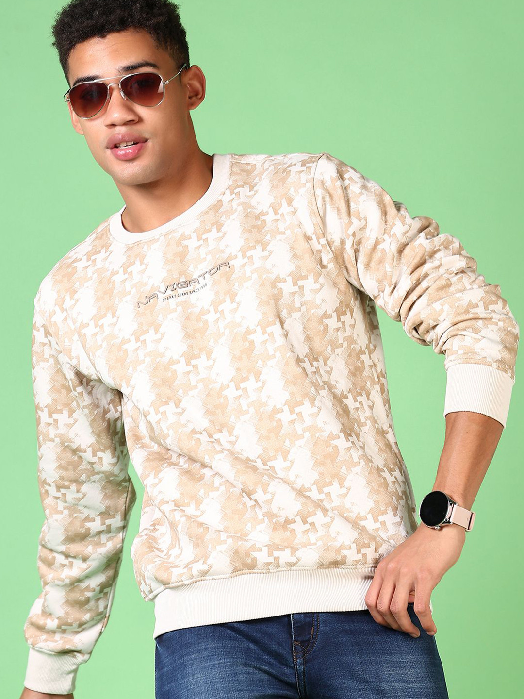 

V-Mart Men Printed Sweatshirt, Brown