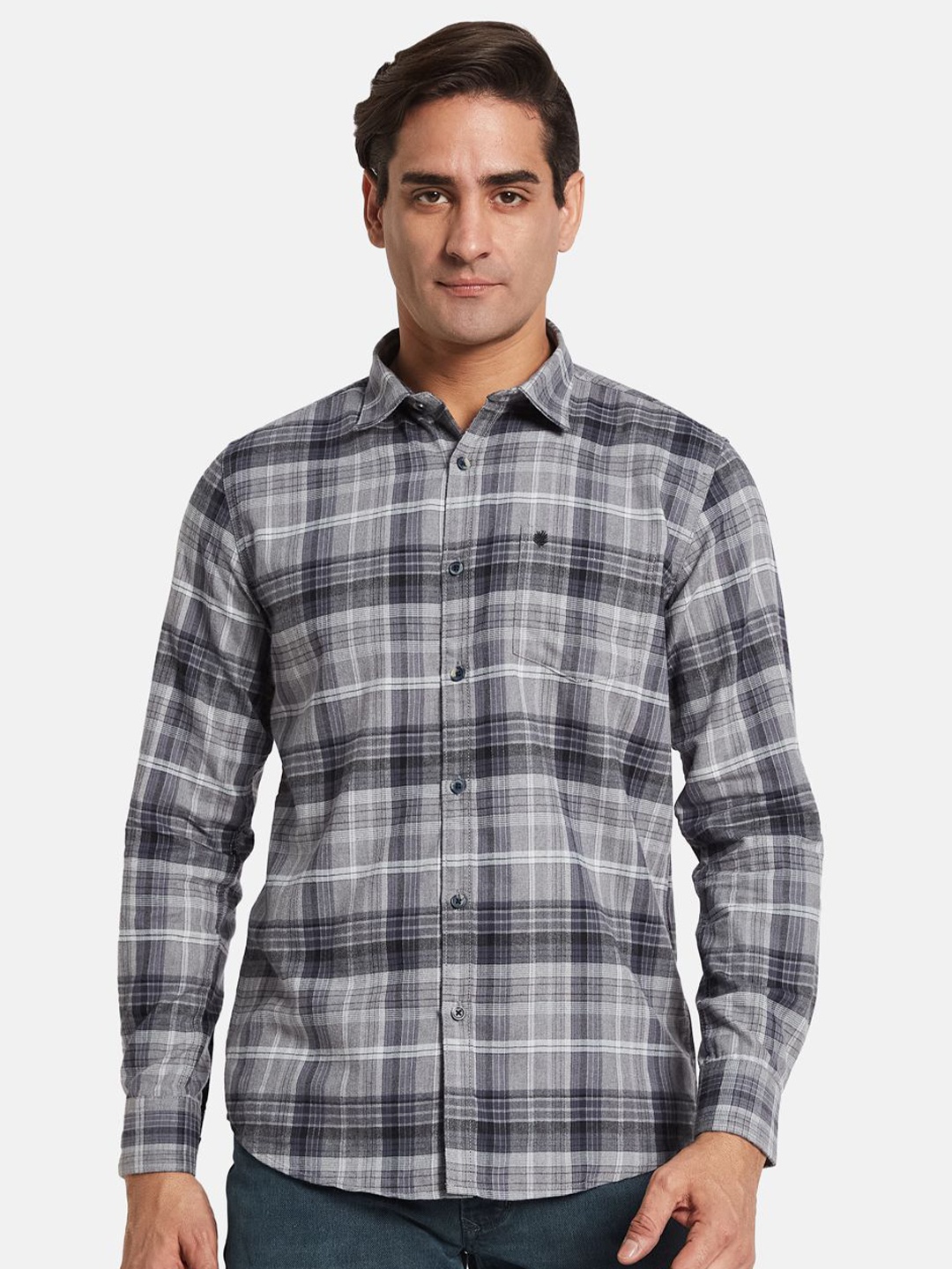 

METTLE Men Multi Stripes Opaque Striped Casual Shirt, Grey
