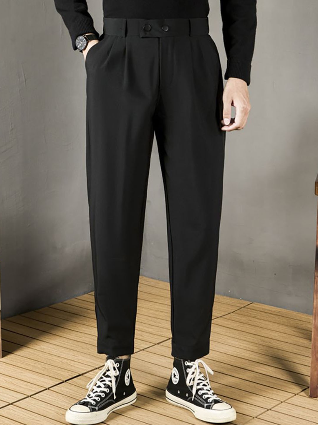 

StyleCast x Revolte Men Easy Wash Trousers, Black