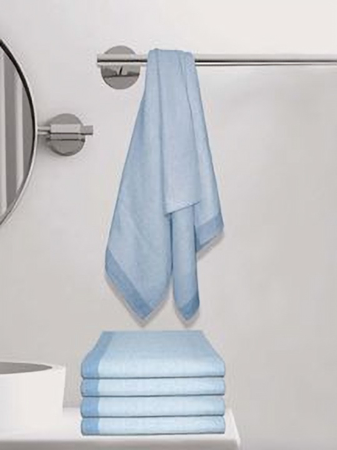 

Athom Living Astar Blue 4 Pieces Striped Printed Cotton 210 GSM Bath Towels