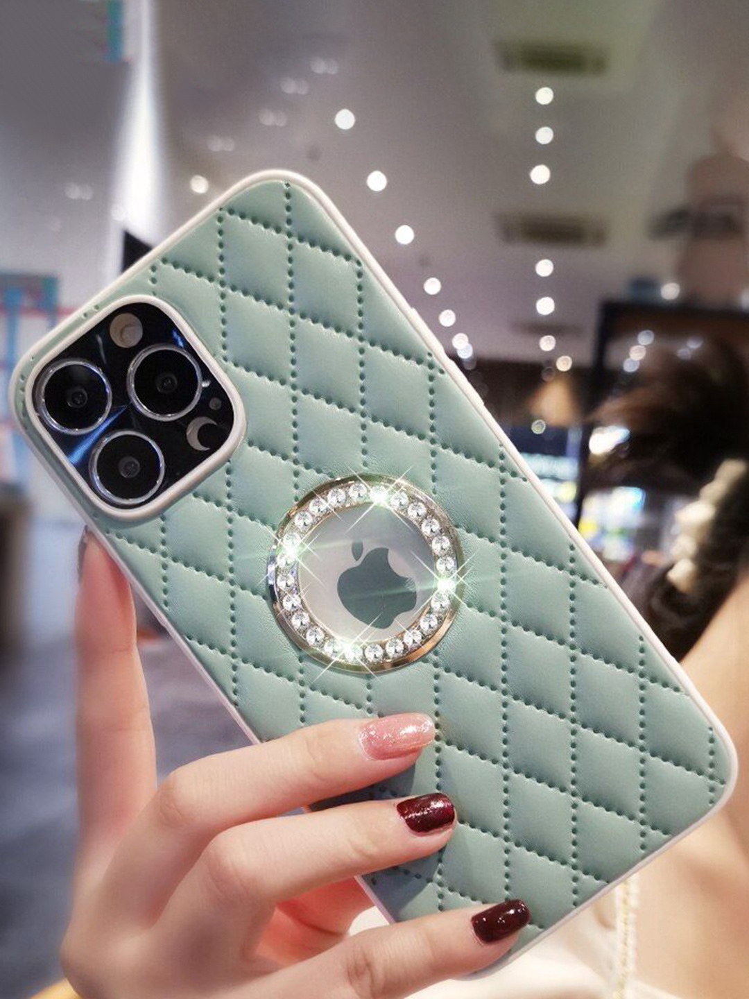 

Luxury Kase Geometric Printed iPhone 13 Pro Back Case Mobile Accessories, Green