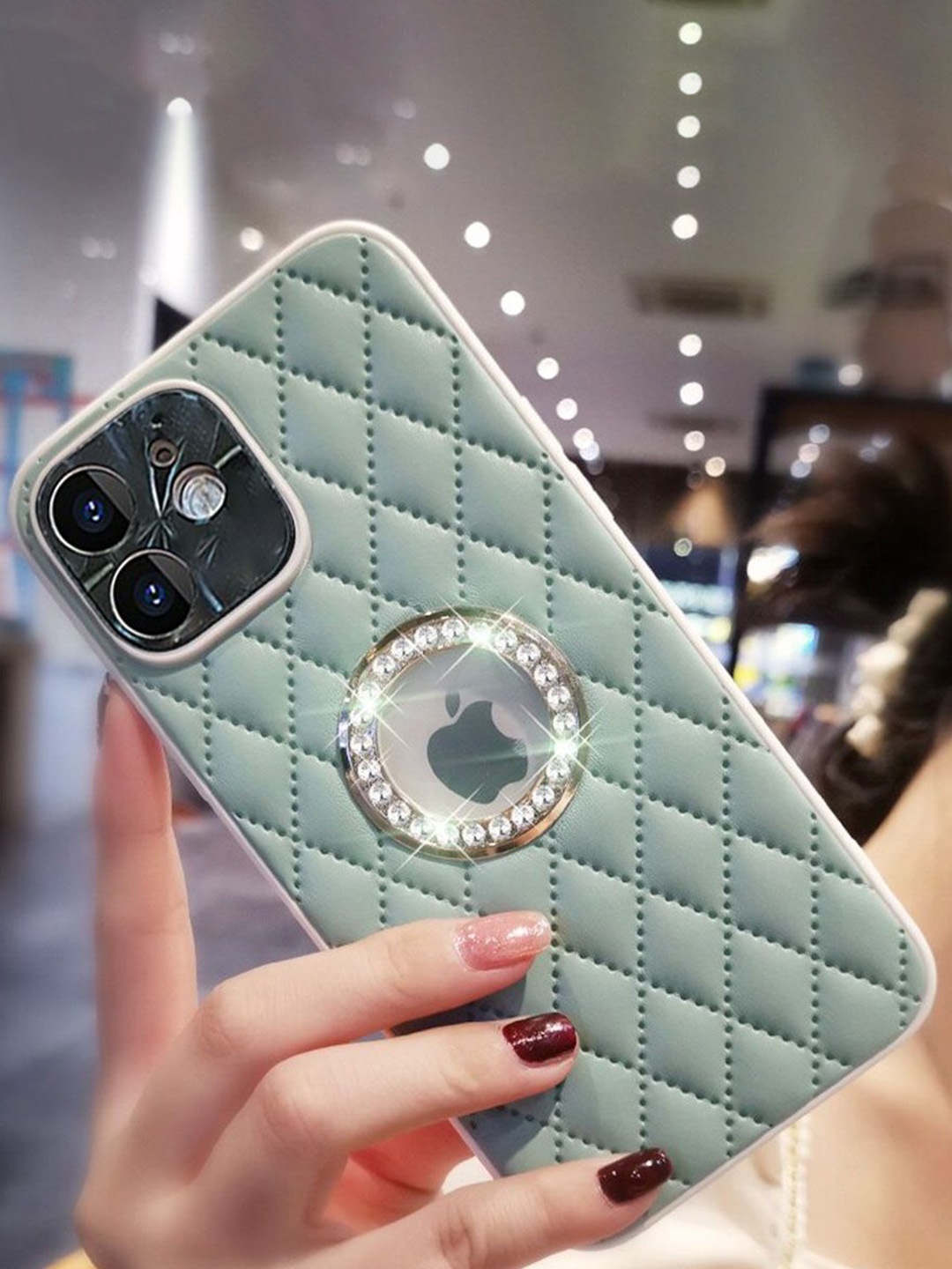 

Luxury Kase Geometric Printed iPhone 12 Back Case Mobile Accessories, Green