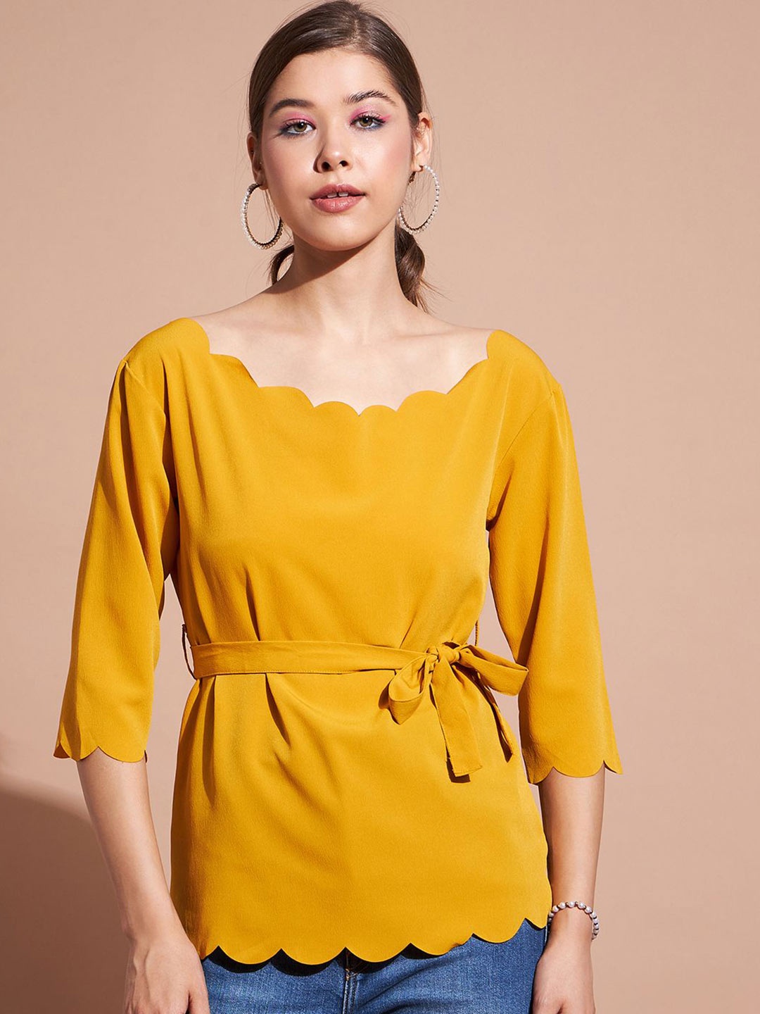 

DressBerry Women Three-Quarter Sleeves Tops, Yellow