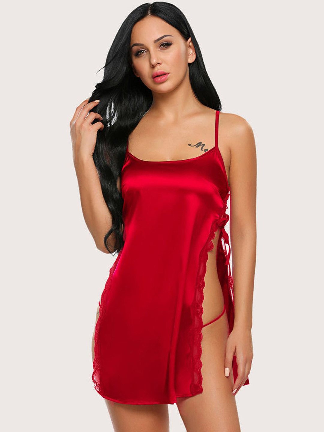 

Softwrap Satin Halter Neck Baby Doll, Red