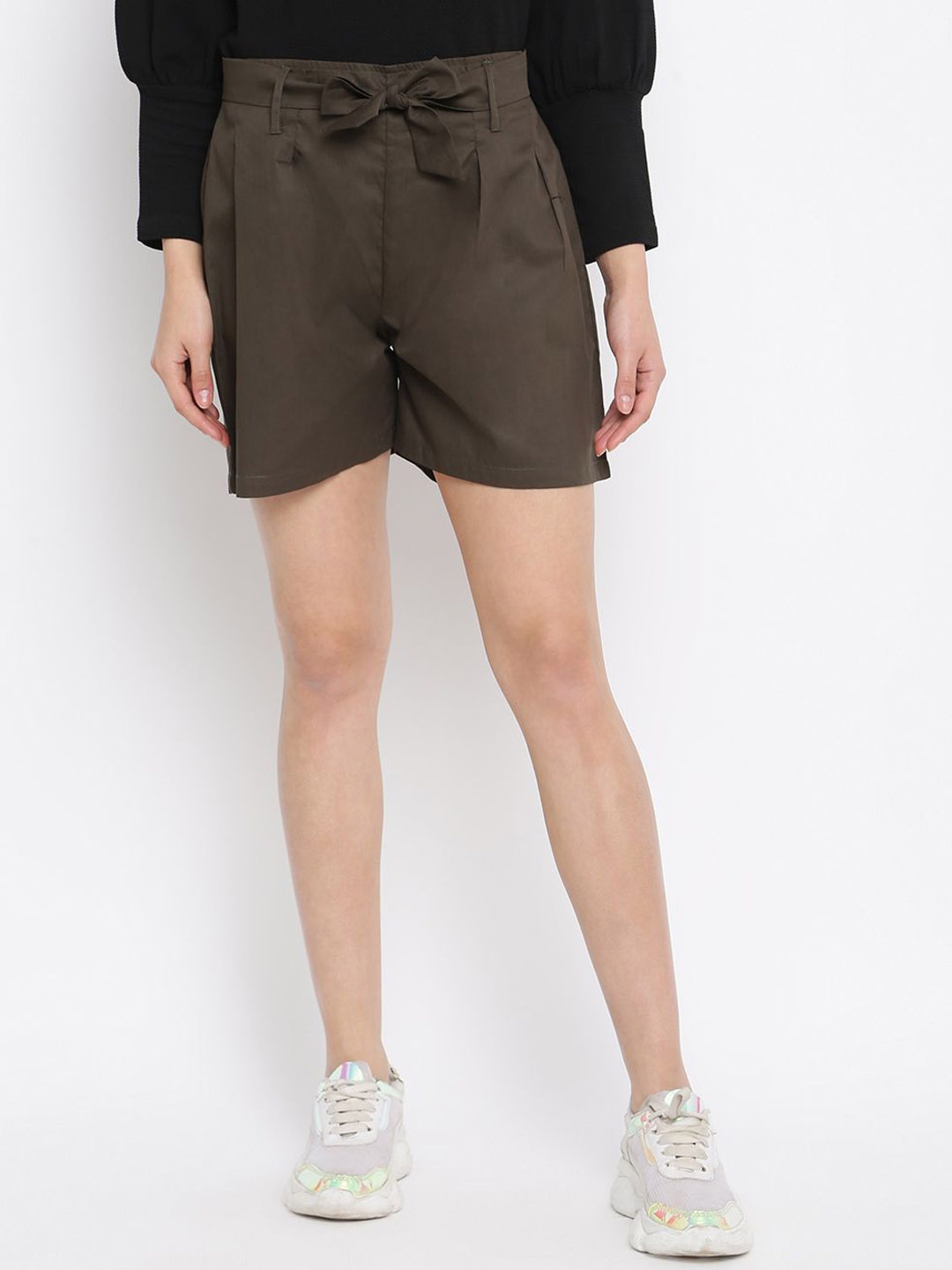 

DressBerry Women Cotton Mid-Rise Regular Fit Shorts, Camel brown