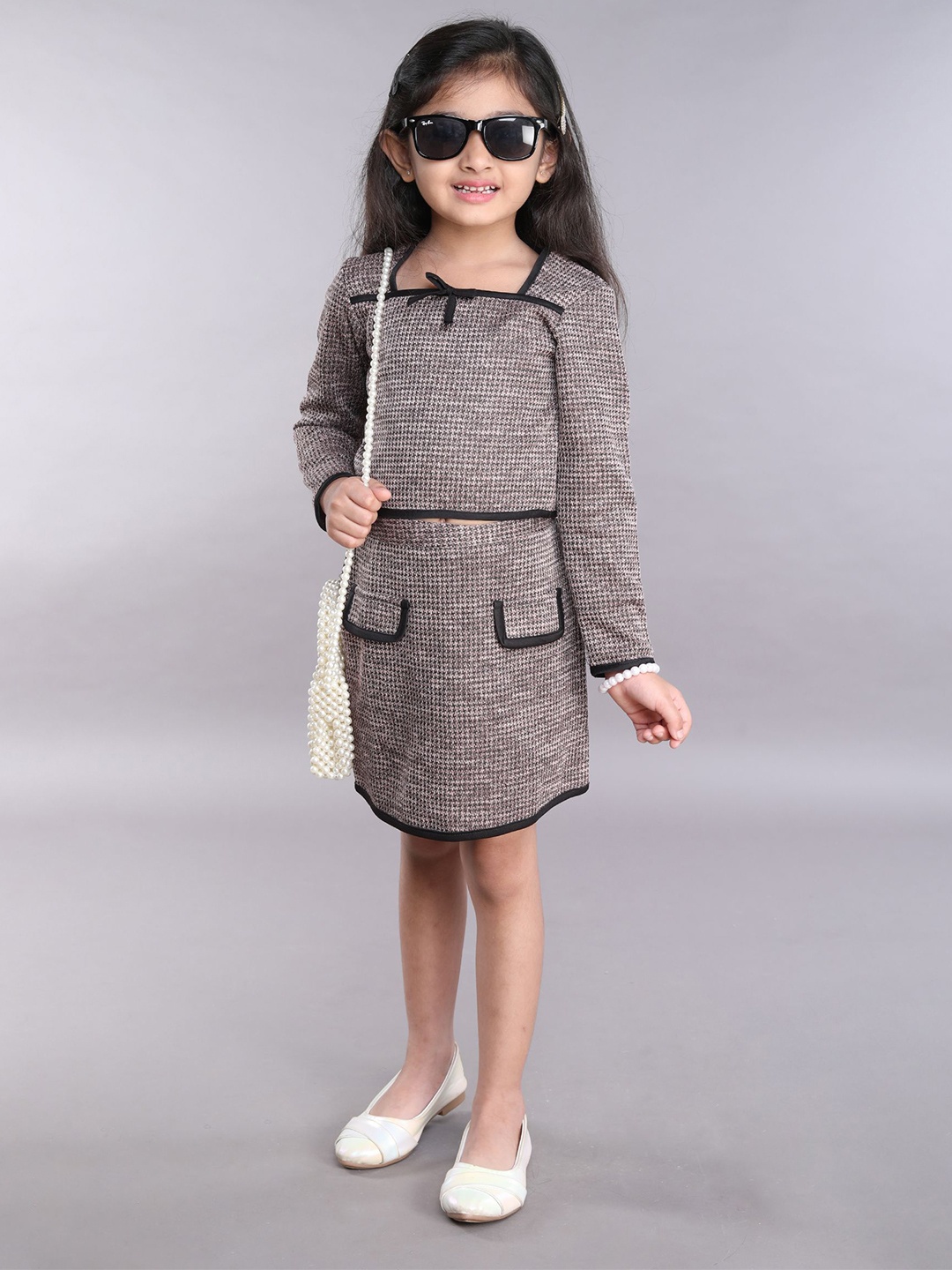 

taffykids Girls Top with Skirt, Brown